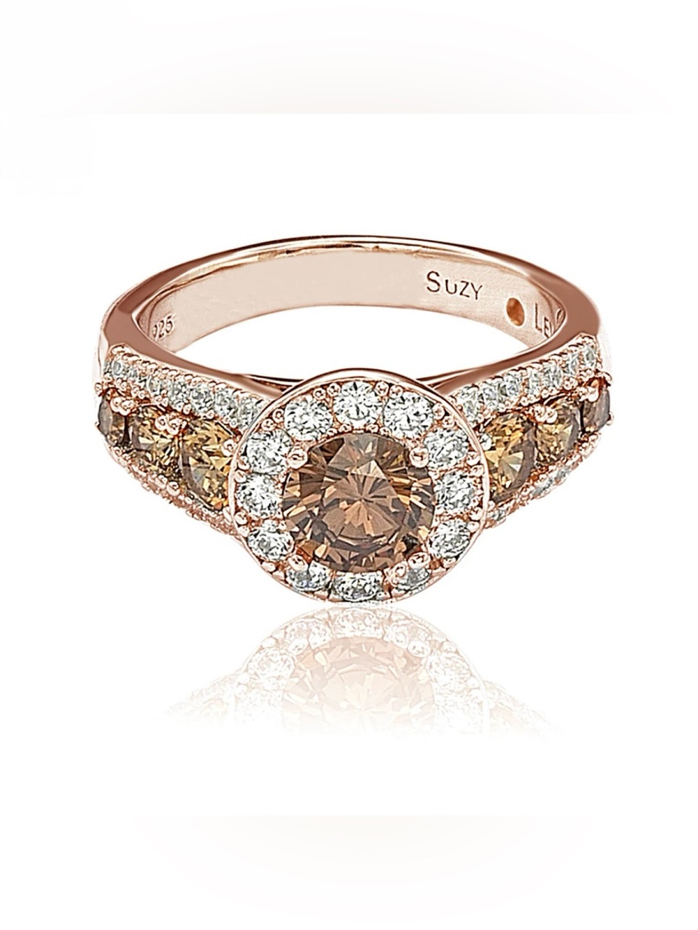 Suzy Levian Bridal Rose Sterling Silver Cubic Zirconia Engagement Ring - NWT - Picture 3 of 4